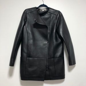 Veronica Beard Long Black Leather Jacket